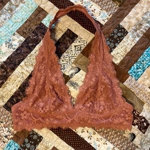 New Coral Free People Galloon Halter Bra XS